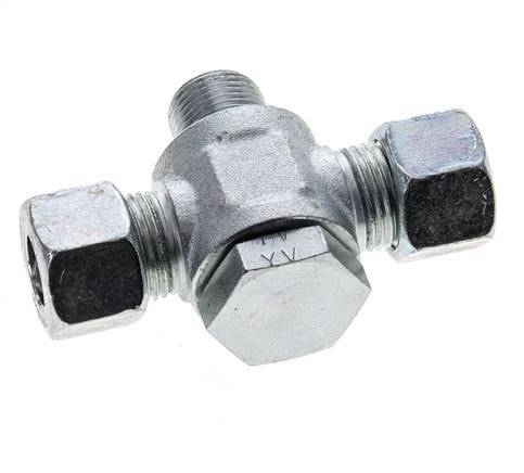 12L & G3/8'' Zink plated Steel Tee Swivel Joint Cutting Fitting with Male Threads 315 bar ISO 8434-1