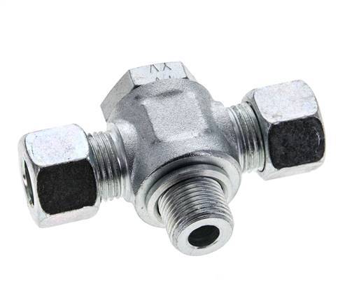 12L & G3/8'' Zink plated Steel Tee Swivel Joint Cutting Fitting with Male Threads 315 bar ISO 8434-1