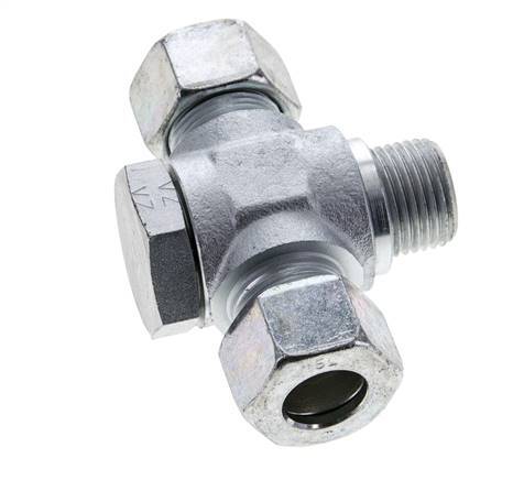 15L & G1/2'' Zink plated Steel Tee Swivel Joint Cutting Fitting with Male Threads 315 bar ISO 8434-1