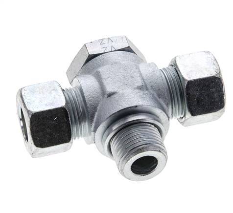 15L & G1/2'' Zink plated Steel Tee Swivel Joint Cutting Fitting with Male Threads 315 bar ISO 8434-1