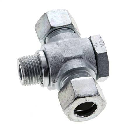 15L & G1/2'' Zink plated Steel Tee Swivel Joint Cutting Fitting with Male Threads 315 bar ISO 8434-1