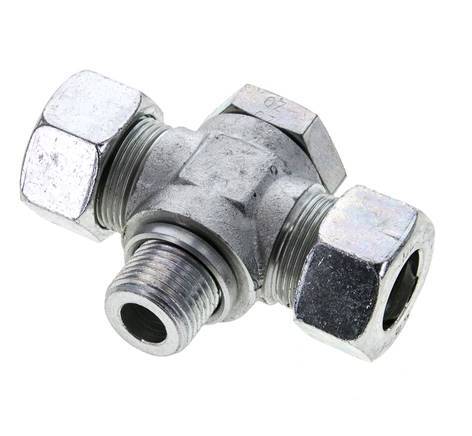 18L & G1/2'' Zink plated Steel Tee Swivel Joint Cutting Fitting with Male Threads 315 bar ISO 8434-1