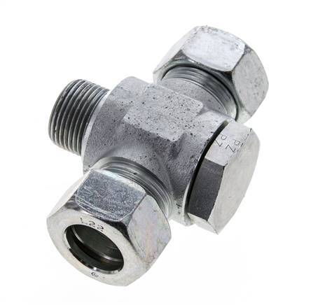 22L & G3/4'' Zink plated Steel Tee Swivel Joint Cutting Fitting with Male Threads 160 bar ISO 8434-1