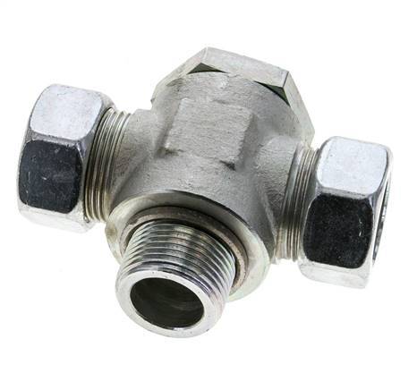 28L & G1'' Zink plated Steel Tee Swivel Joint Cutting Fitting with Male Threads 160 bar ISO 8434-1