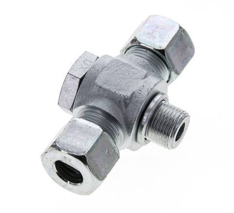 12S & G3/8'' Zink plated Steel Tee Swivel Joint Cutting Fitting with Male Threads 400 bar ISO 8434-1