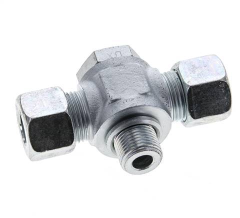 12S & G3/8'' Zink plated Steel Tee Swivel Joint Cutting Fitting with Male Threads 400 bar ISO 8434-1