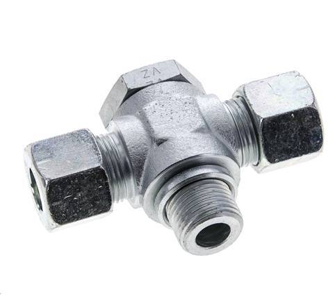 14S & G1/2'' Zink plated Steel Tee Swivel Joint Cutting Fitting with Male Threads 400 bar ISO 8434-1