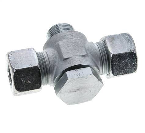 20S & G3/4'' Zink plated Steel Tee Swivel Joint Cutting Fitting with Male Threads 400 bar ISO 8434-1