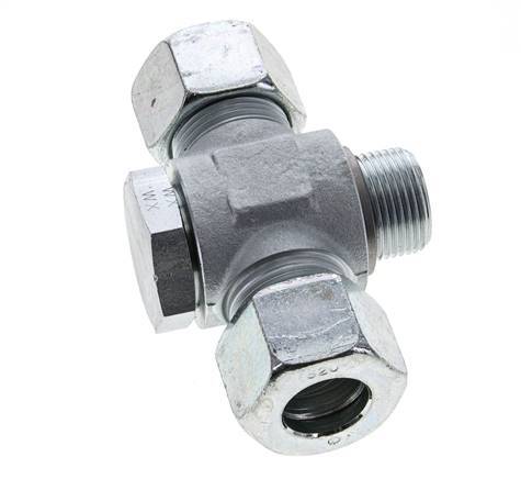 20S & G3/4'' Zink plated Steel Tee Swivel Joint Cutting Fitting with Male Threads 400 bar ISO 8434-1