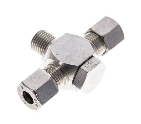 8L & G1/4'' Stainless Steel Tee Swivel Joint Cutting Fitting with Male Threads 315 bar ISO 8434-1