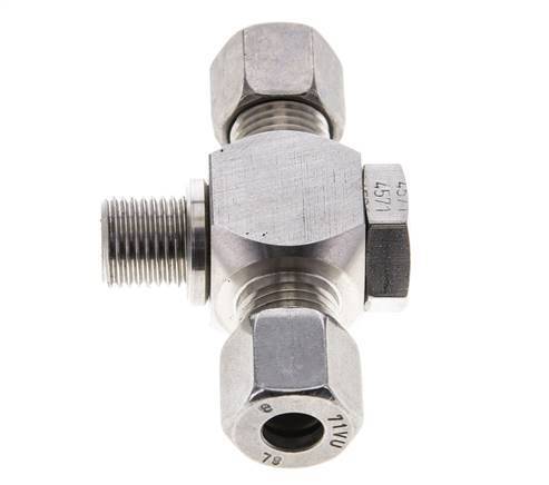 8L & G1/4'' Stainless Steel Tee Swivel Joint Cutting Fitting with Male Threads 315 bar ISO 8434-1