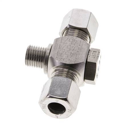 10L & G1/4'' Stainless Steel Tee Swivel Joint Cutting Fitting with Male Threads 315 bar ISO 8434-1