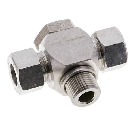 15L & G1/2'' Stainless Steel Tee Swivel Joint Cutting Fitting with Male Threads 315 bar ISO 8434-1