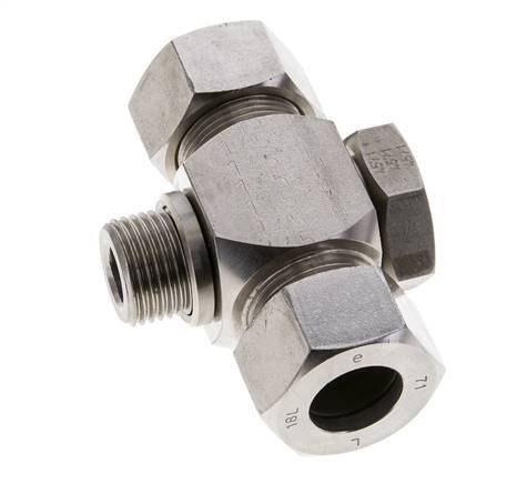 18L & G1/2'' Stainless Steel Tee Swivel Joint Cutting Fitting with Male Threads 315 bar ISO 8434-1