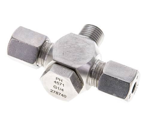 6S & G1/4'' Stainless Steel Tee Swivel Joint Cutting Fitting with Male Threads 400 bar ISO 8434-1