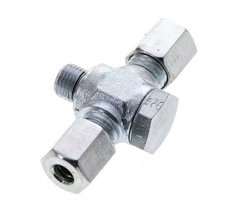 6L & M10x1 Verzinkter Stahl T-Drehgelenk-Schneidfitting mit Außengewinde 315 bar NBR ISO 8434-1