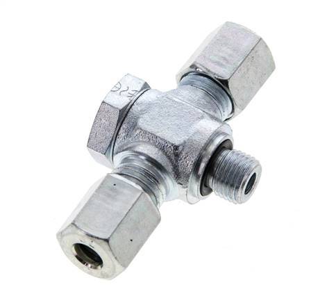 6L & M10x1 Verzinkter Stahl T-Drehgelenk-Schneidfitting mit Außengewinde 315 bar NBR ISO 8434-1