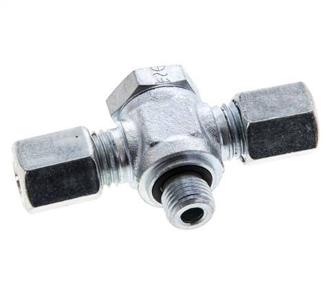 6L & M10x1 Verzinkter Stahl T-Drehgelenk-Schneidfitting mit Außengewinde 315 bar NBR ISO 8434-1