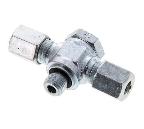 6L & M10x1 Verzinkter Stahl T-Drehgelenk-Schneidfitting mit Außengewinde 315 bar NBR ISO 8434-1