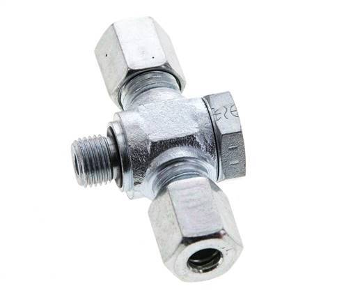 6L & M10x1 Verzinkter Stahl T-Drehgelenk-Schneidfitting mit Außengewinde 315 bar NBR ISO 8434-1