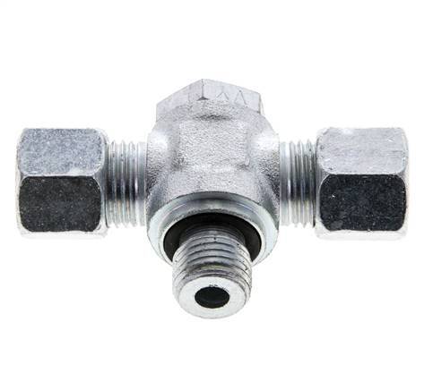 10L & M14x1.5 Verzinkter Stahl T-Drehgelenk-Schneidfitting mit Außengewinde 315 bar NBR ISO 8434-1