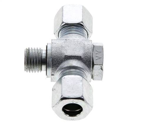 10L & M14x1.5 Verzinkter Stahl T-Drehgelenk-Schneidfitting mit Außengewinde 315 bar NBR ISO 8434-1