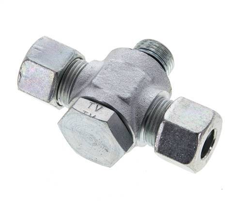 12S & M18x1.5 Zink plated Steel Tee Swivel Joint Cutting Fitting with Male Threads 400 bar NBR ISO 8434-1