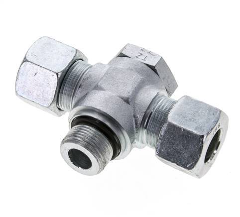 16S & M22x1.5 Zink plated Steel Tee Swivel Joint Cutting Fitting with Male Threads 400 bar NBR ISO 8434-1