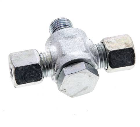8L & G1/4'' Zink plated Steel Tee Swivel Joint Cutting Fitting with Male Threads 315 bar NBR ISO 8434-1