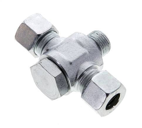 12L & G3/8'' Zink plated Steel Tee Swivel Joint Cutting Fitting with Male Threads 315 bar NBR ISO 8434-1