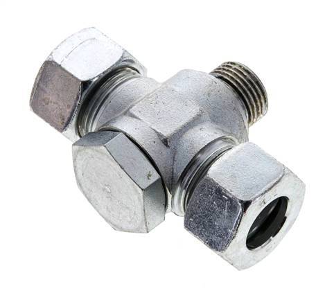 18L & G1/2'' Zink plated Steel Tee Swivel Joint Cutting Fitting with Male Threads 315 bar NBR ISO 8434-1