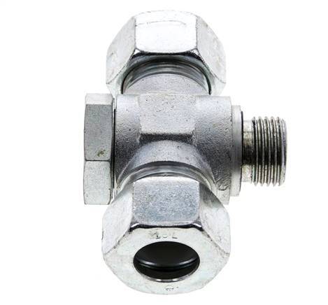 18L & G1/2'' Zink plated Steel Tee Swivel Joint Cutting Fitting with Male Threads 315 bar NBR ISO 8434-1