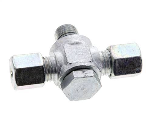 6S & G1/4'' Zink plated Steel Tee Swivel Joint Cutting Fitting with Male Threads 400 bar NBR ISO 8434-1