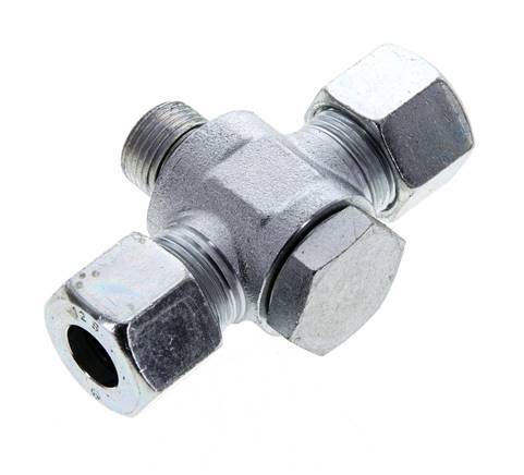 12S & G3/8'' Zink plated Steel Tee Swivel Joint Cutting Fitting with Male Threads 400 bar NBR ISO 8434-1
