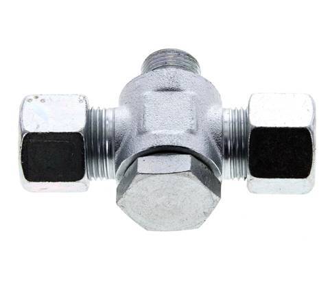 12S & G3/8'' Verzinkter Stahl T-Drehgelenk-Schneidfitting mit Außengewinde 400 bar NBR ISO 8434-1