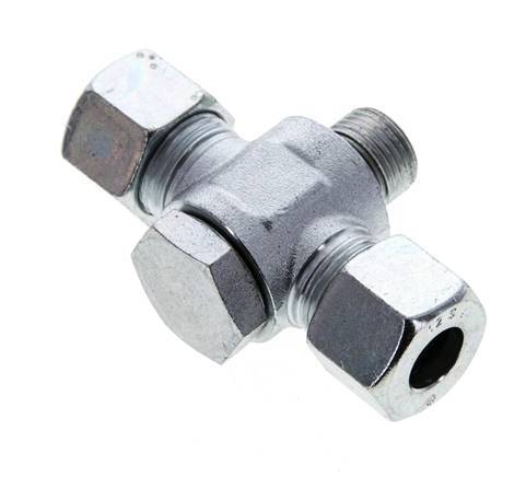 12S & G3/8'' Verzinkter Stahl T-Drehgelenk-Schneidfitting mit Außengewinde 400 bar NBR ISO 8434-1