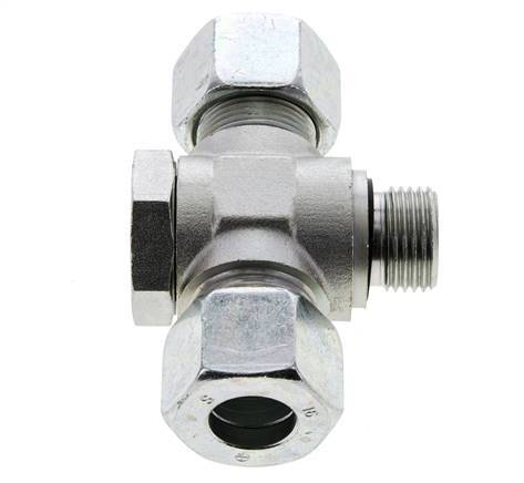 16S & G1/2'' Zink plated Steel Tee Swivel Joint Cutting Fitting with Male Threads 400 bar NBR ISO 8434-1