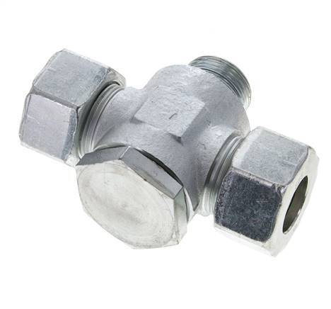 25S & G1'' Zink plated Steel Tee Swivel Joint Cutting Fitting with Male Threads 250 bar NBR ISO 8434-1