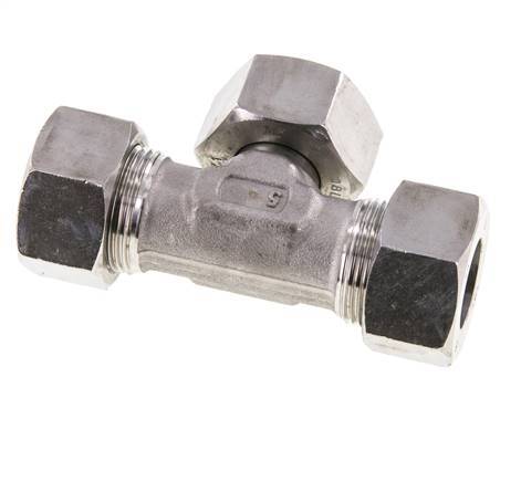 18L Stainless Steel T-Shape Tee Cutting Fitting with Swivel 315 bar Adjustable ISO 8434-1