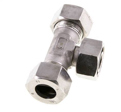 18L Stainless Steel T-Shape Tee Cutting Fitting with Swivel 315 bar Adjustable ISO 8434-1
