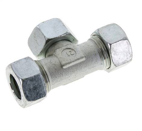 22L Verzinkter Stahl T-Shape Schneidfitting mit Drehgelenk 160 bar NBR Einstellbar ISO 8434-1