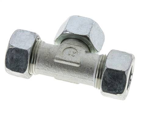 22L Verzinkter Stahl T-Shape Schneidfitting mit Drehgelenk 160 bar NBR Einstellbar ISO 8434-1