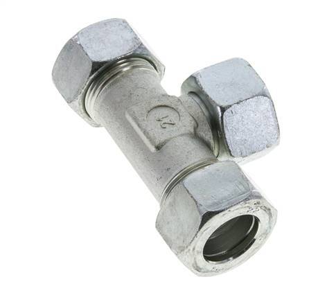 22L Verzinkter Stahl T-Shape Schneidfitting mit Drehgelenk 160 bar NBR Einstellbar ISO 8434-1