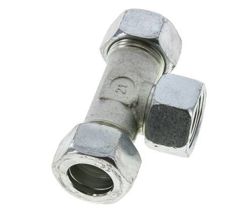 22L Verzinkter Stahl T-Shape Schneidfitting mit Drehgelenk 160 bar NBR Einstellbar ISO 8434-1