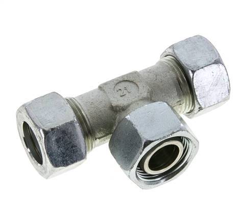 22L Verzinkter Stahl T-Shape Schneidfitting mit Drehgelenk 160 bar NBR Einstellbar ISO 8434-1