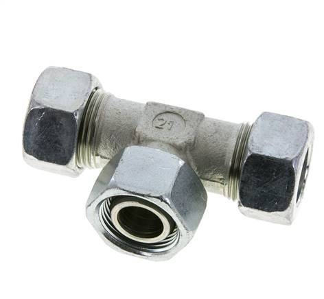 22L Verzinkter Stahl T-Shape Schneidfitting mit Drehgelenk 160 bar NBR Einstellbar ISO 8434-1