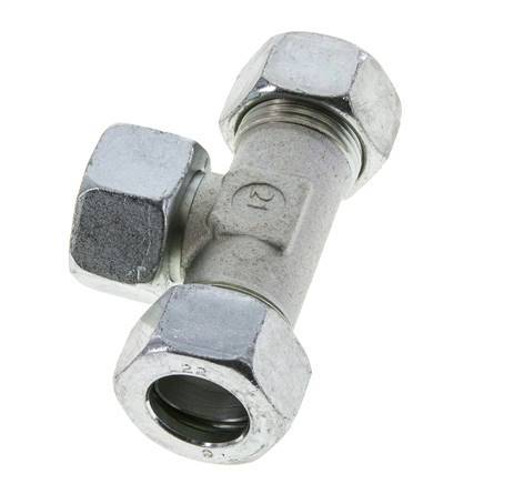 22L Verzinkter Stahl T-Shape Schneidfitting mit Drehgelenk 160 bar NBR Einstellbar ISO 8434-1