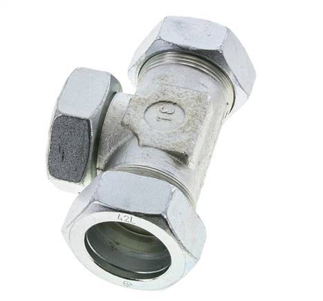 42L Verzinkter Stahl T-Shape Schneidfitting mit Drehgelenk 160 bar NBR Einstellbar ISO 8434-1