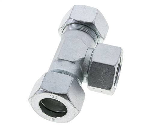 30S Verzinkter Stahl T-Stück Schneidfitting mit Drehgelenk 400 bar NBR Einstellbar ISO 8434-1