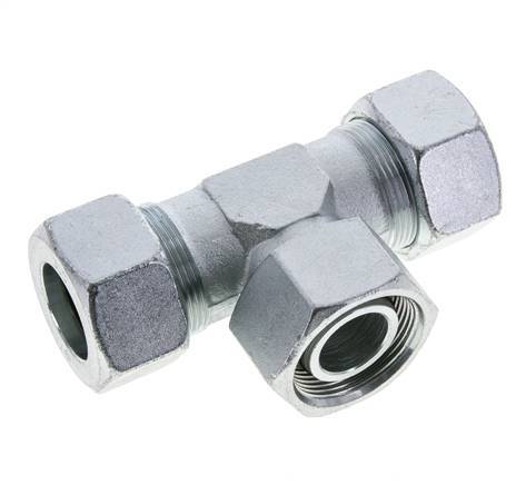 30S Verzinkter Stahl T-Stück Schneidfitting mit Drehgelenk 400 bar NBR Einstellbar ISO 8434-1
